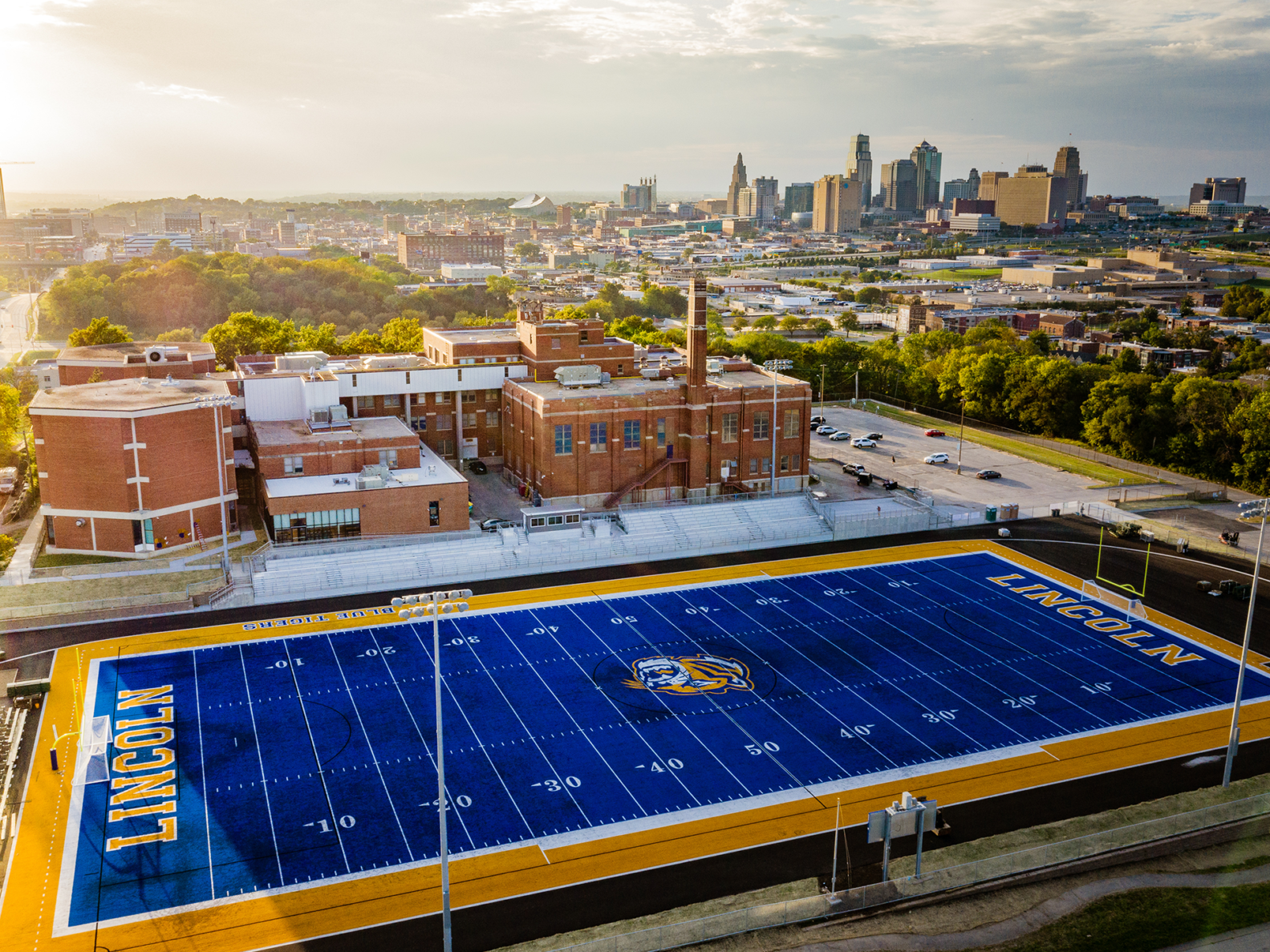 Lincoln college prep blue football field in kansas city, missouri