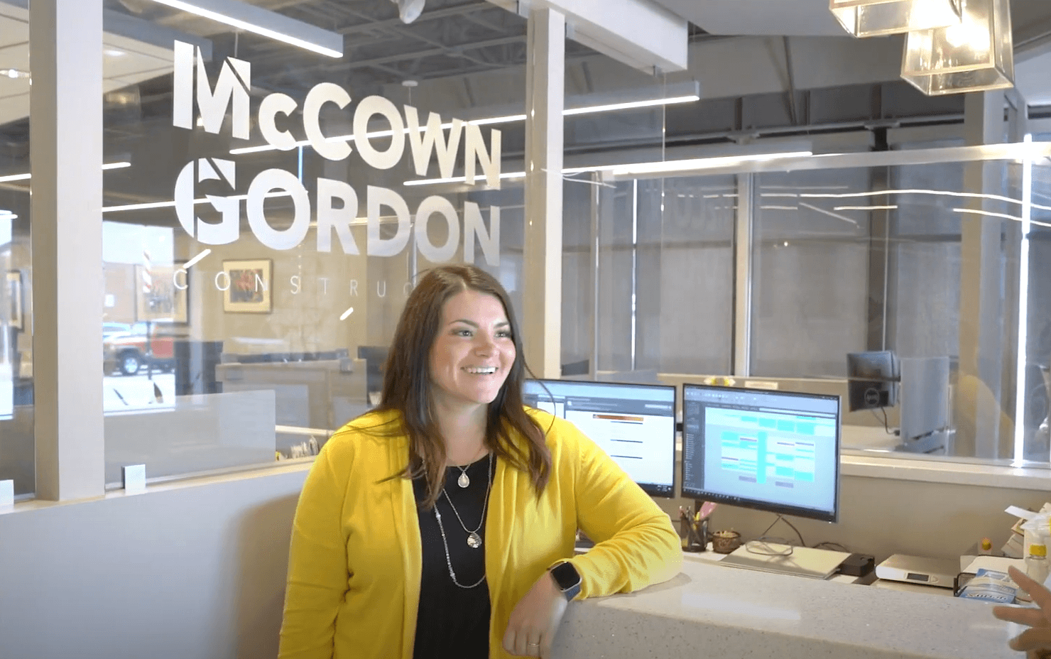 Sarah Blogref in McCownGordon Construction office in Wichita