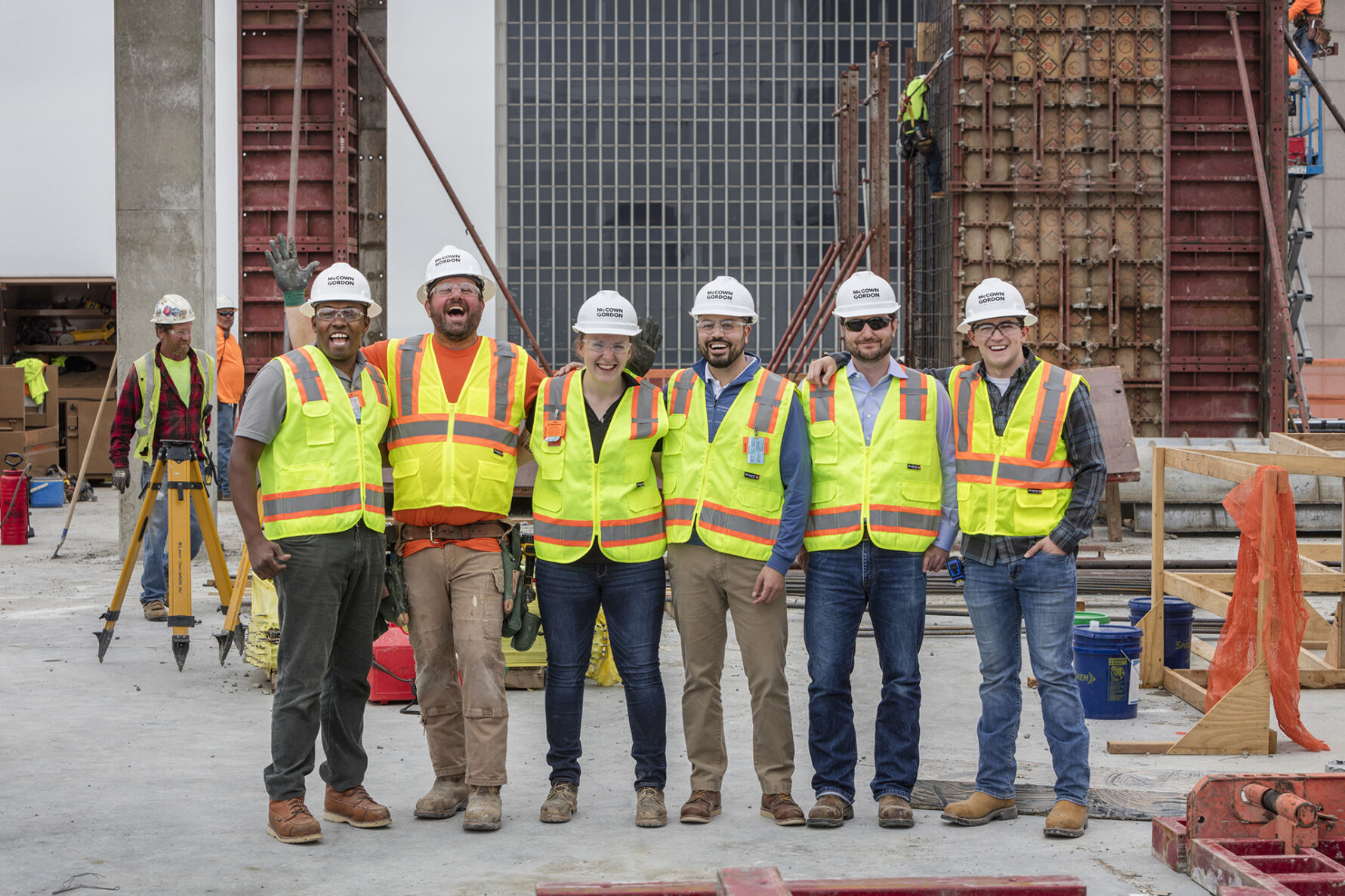 McCownGordon associates standing together like a team on a jobsite