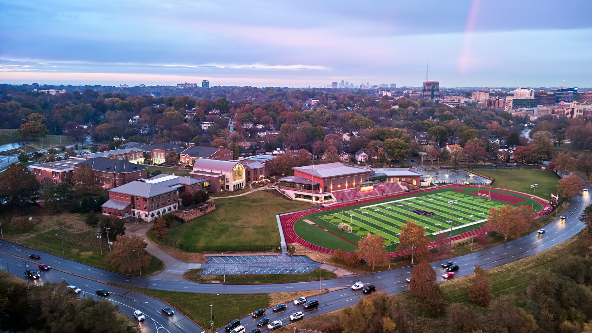 An aerial view of the Pembroke Hill School Campus and athletics