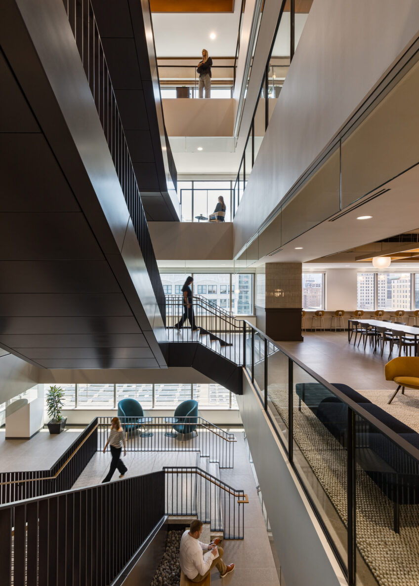 grand staircase at NAIC Corporate office, remodeled by McCownGordon construction