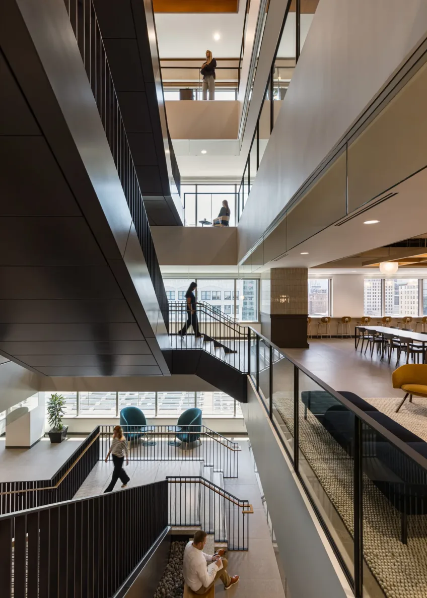 grand staircase at NAIC Corporate office, remodeled by McCownGordon construction