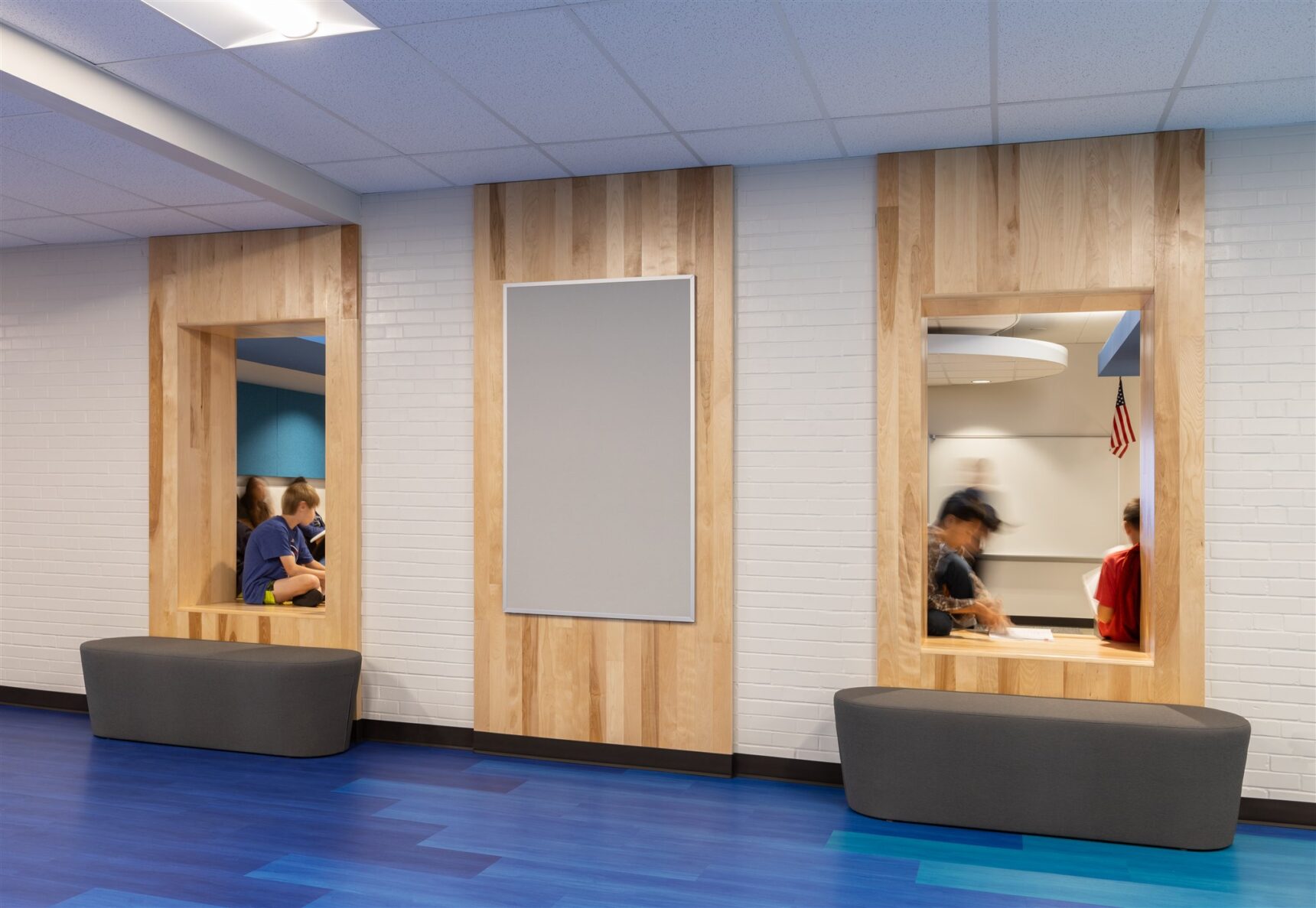 Reading nooks in the Chapel Hill Elementary School in the 2022 North Kansas City Bond built by McCownGordon