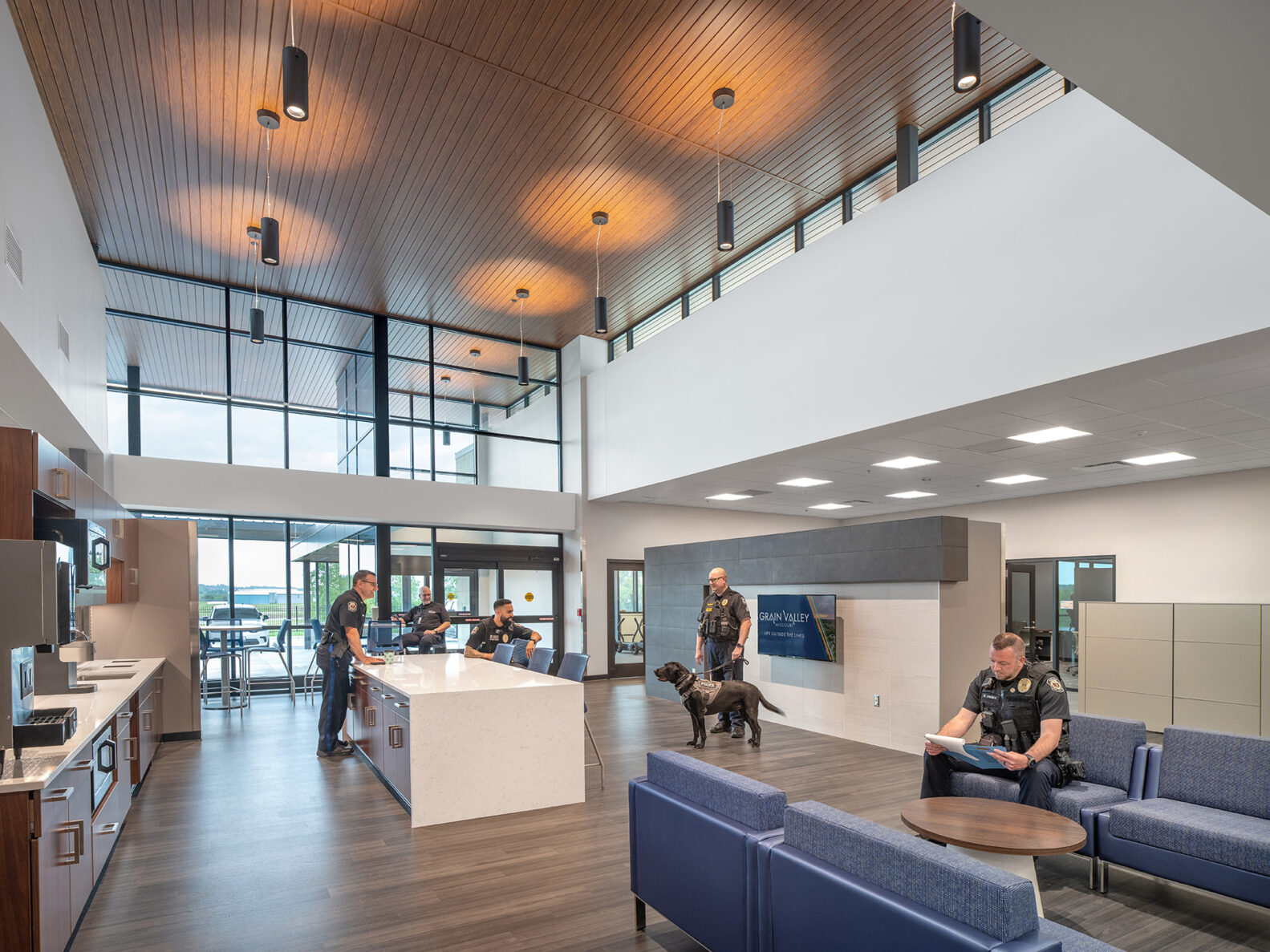 Grain Valley Police headquarters lounge area