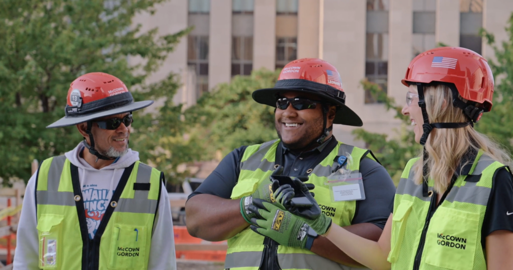 McCownGordon associates talking on a job site