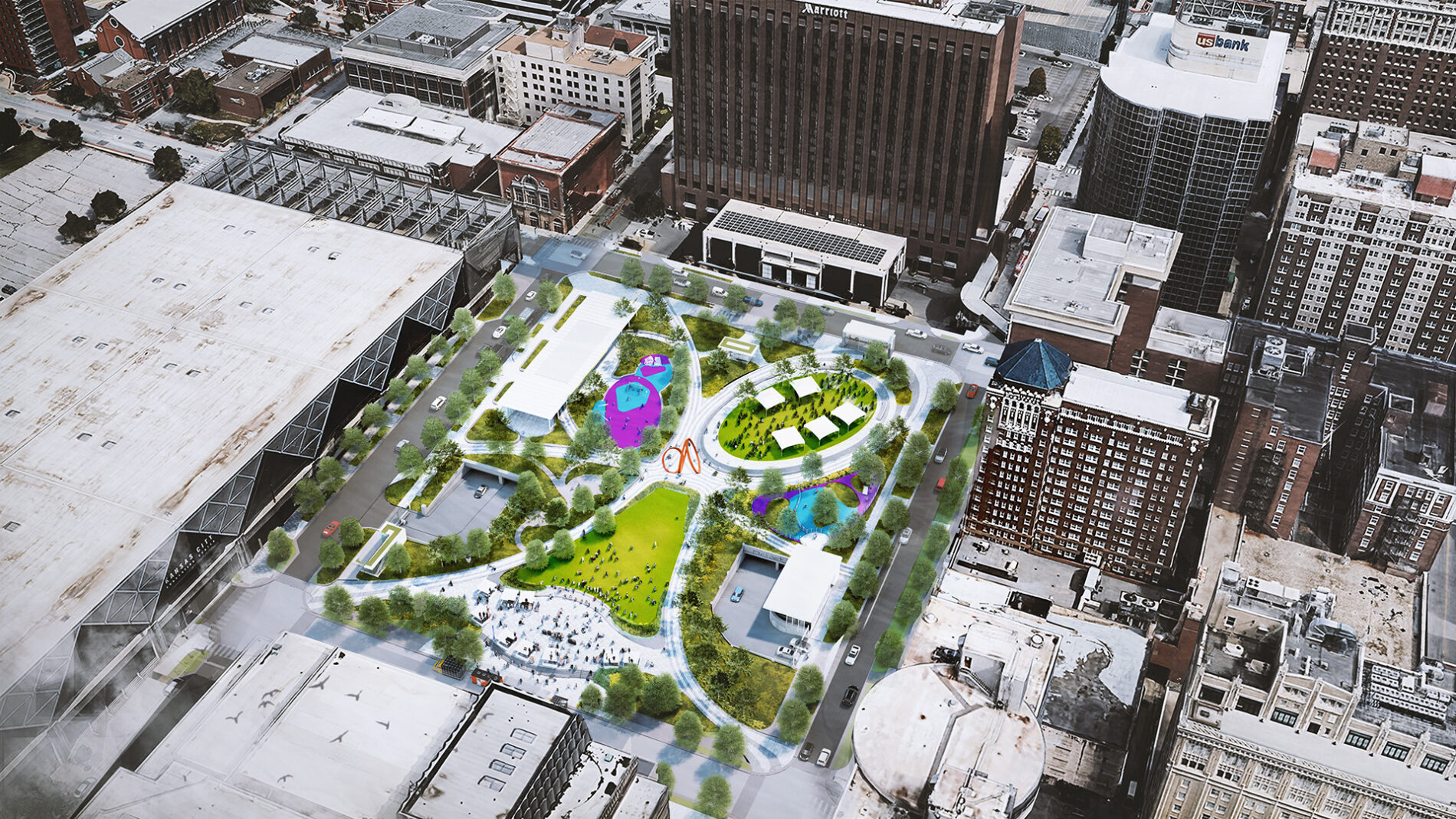 Rendering of Barney Allis Plaza
