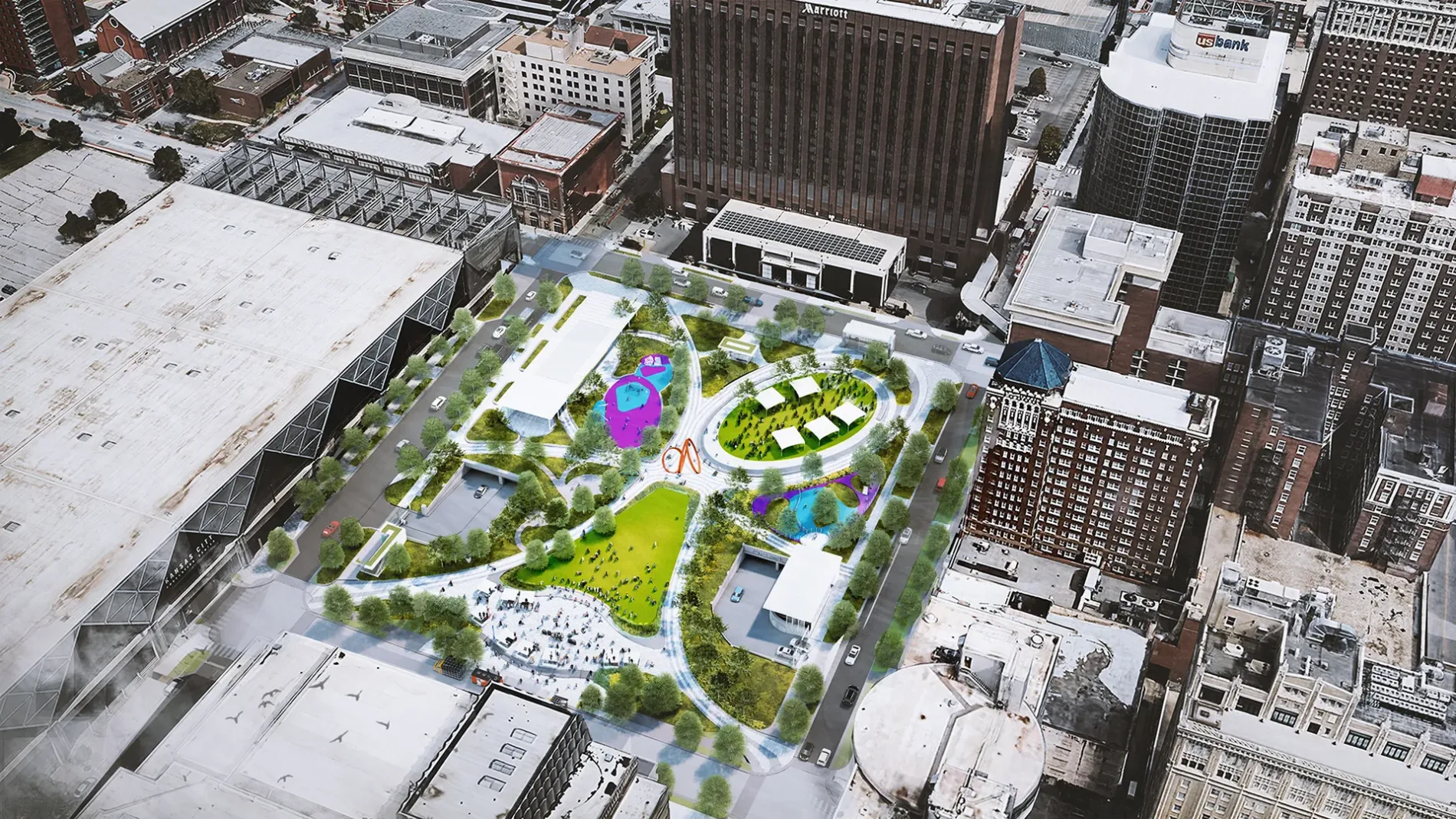 Rendering of Barney Allis Plaza