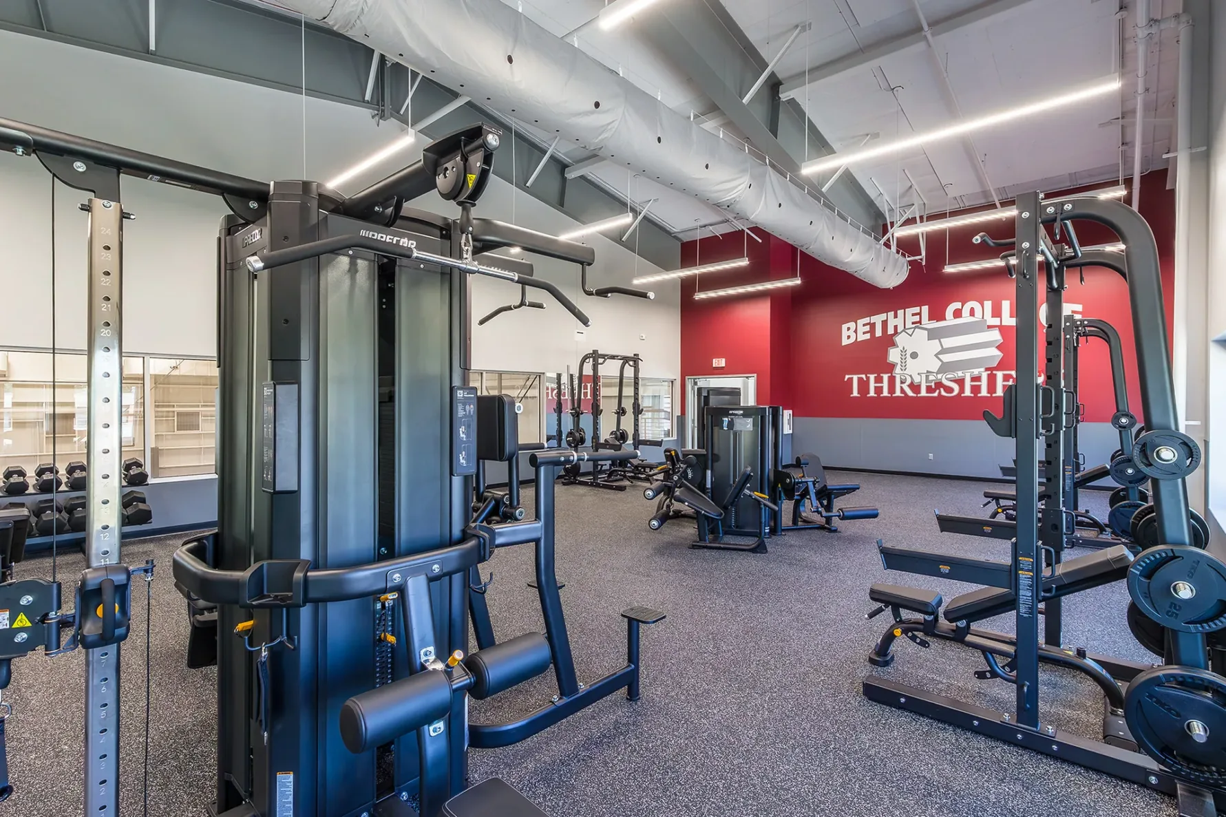 Weights room at the Bethel College Wellness Center
