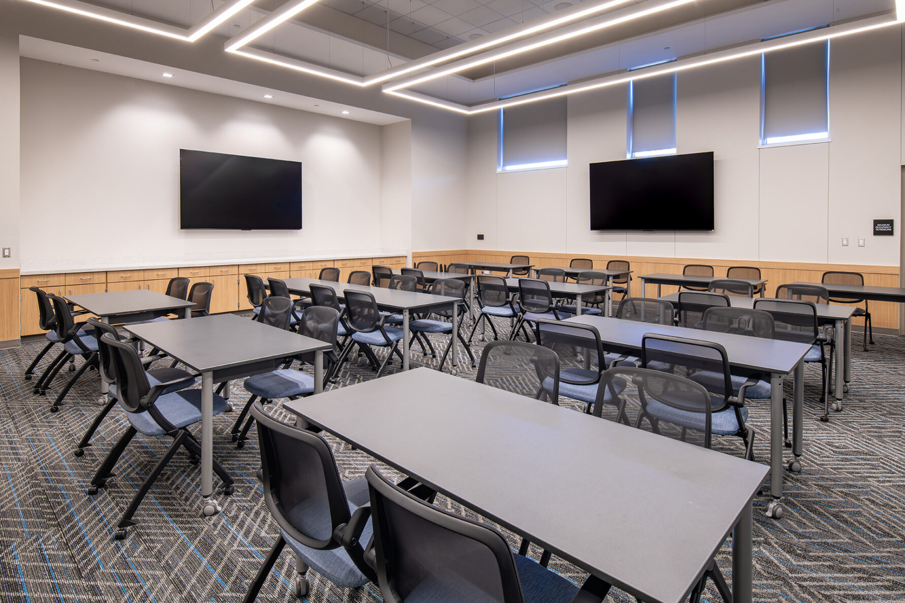 Conference area with desks and chairs at the Irving ISD Transportation Center, built by McCownGordon Construction
