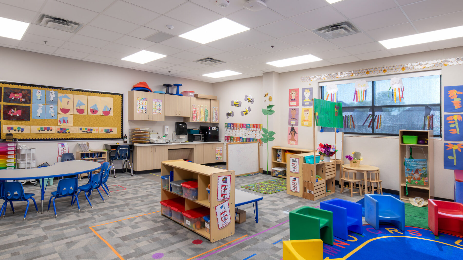Classroom with storage areas
